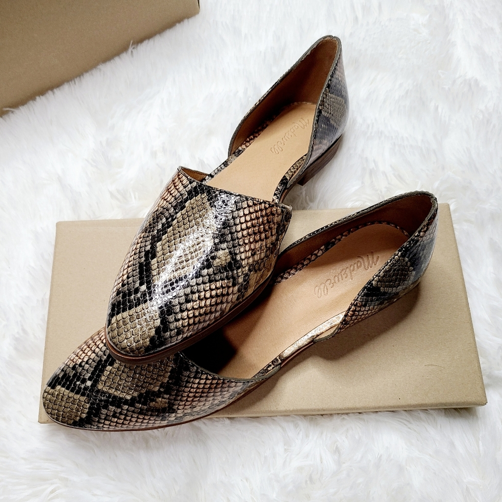 Madewell Marisa d'Orsay Embossed Snakeskin Flat 9 - Picture 2 of 10
